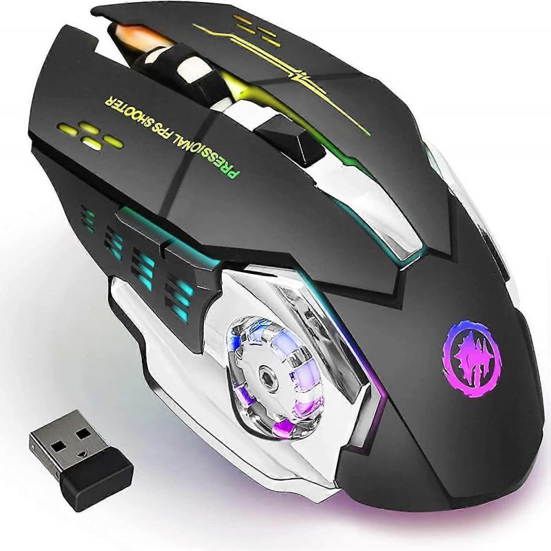 Wireless Gaming Mouse Bluetooth Mouse Rgb Rechargeable 2.4g Usb Cordless Computer Mice With 7 Color Backlit, 6 Butto