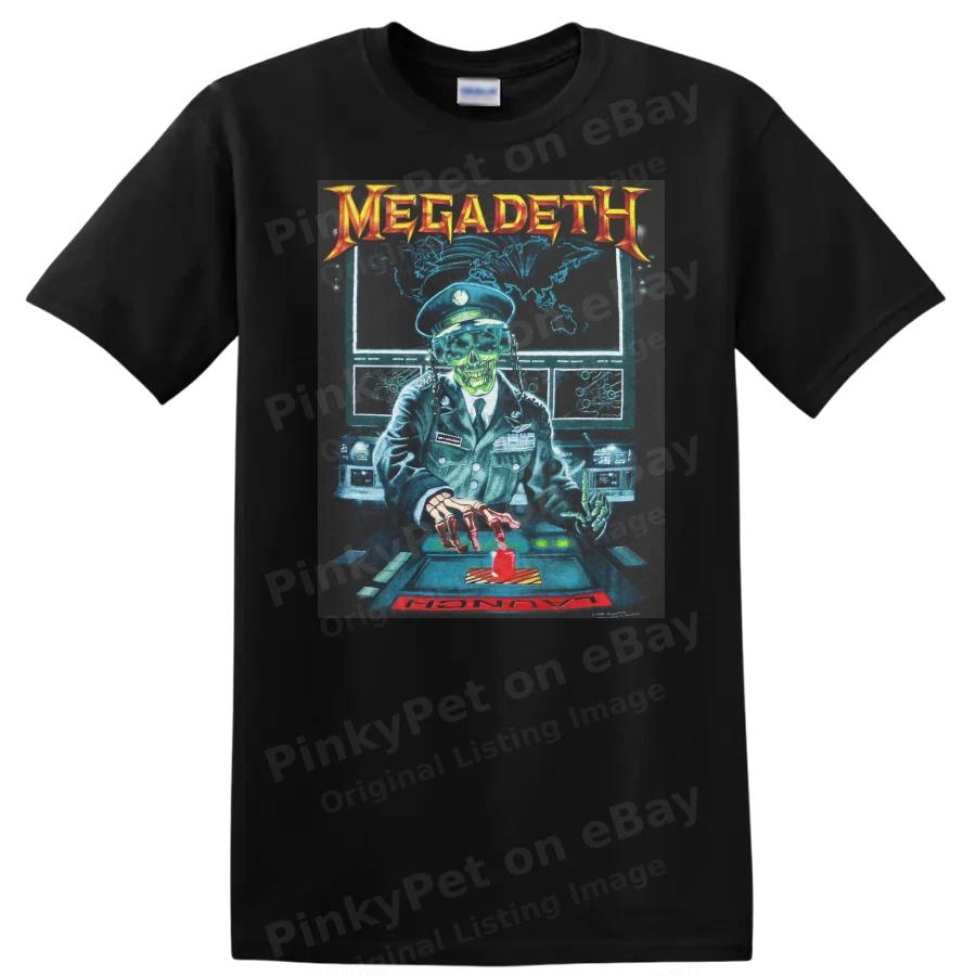 Skeleton Officer Launch Button T Shirt Graphic Art Heavy Metal Tee