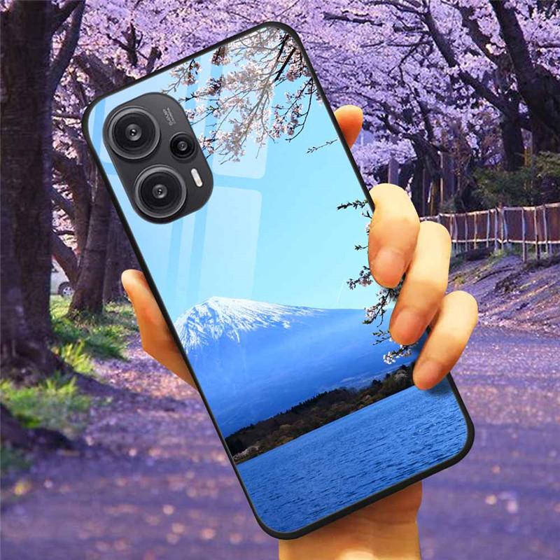 Для Xiaomi Poco F5 5G / F5Pro Чехол Закаленное Стекло Озеро Луна Жесткая Защитная Крышка для POCO F5 Pro Capas Funda на PocoF5 Роскошный Coque