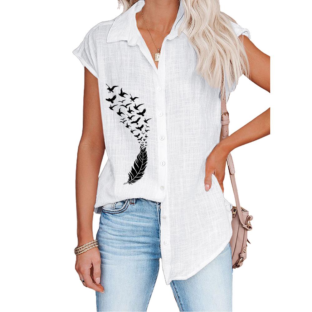 Женская модная футболка с коротким рукавом, весна-лето, повседневные блузки с принтом, тонкие рубашки-кардиганы больших размеров