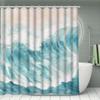4pcs Luxury Abstract Ocean Wave Waterproof Shower Curtain Set Decorative Bathroom Set Non-Slip Carpet Toilet Cover Bath Mat And 12 Hooks