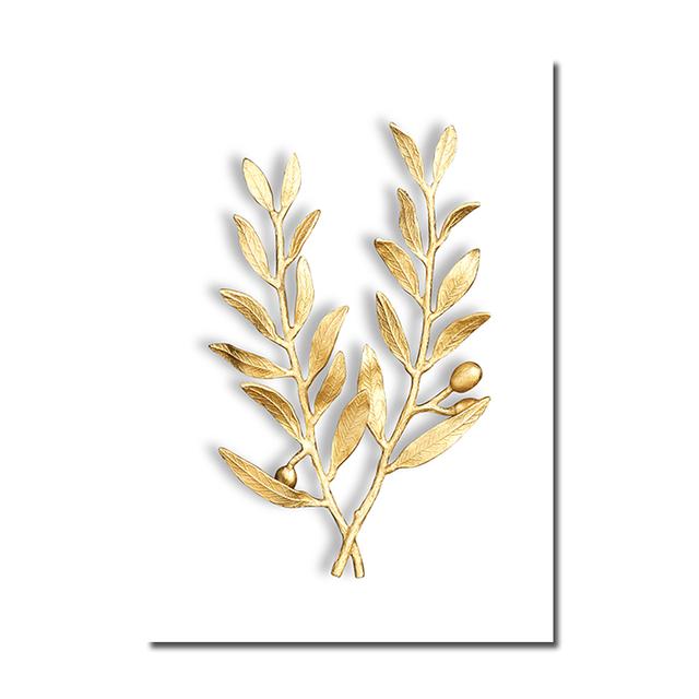 Abstract Plant Flower Wall Art Luxurious Golden Ginkgo Maple Leaves Poster Prints Home Living Room Wall Decor Picture No Frame