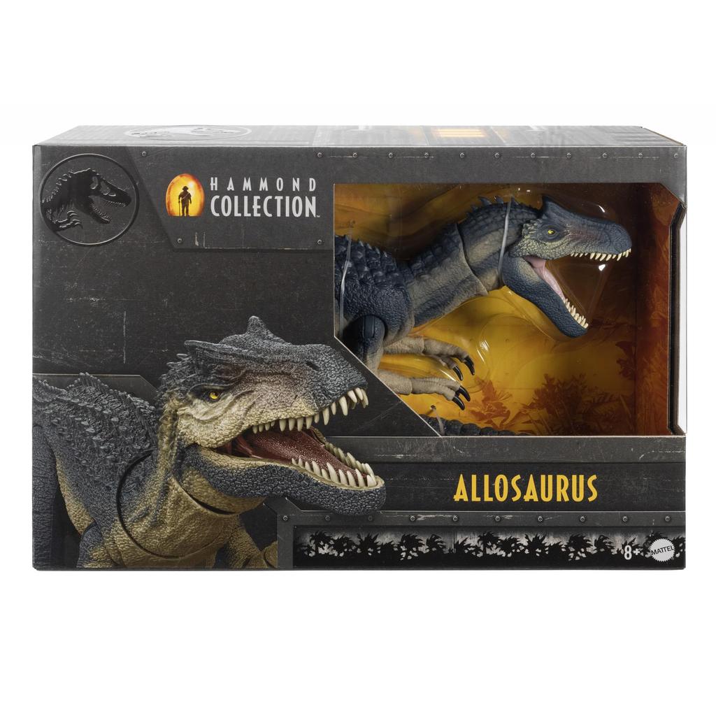 Mattel JURASSIC WORLD Hammond Collection Фигурка аллозавра Игрушка-динозавр Общая длина: приблизительно. 52,7 см Возраст 8+ Серый JCG13