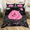 Пододеяльник Golden Red Rose King Queen Романтический комплект постельного белья с цветочным принтом Цветы ко Дню святого Валентина Пододеяльник из полиэстера