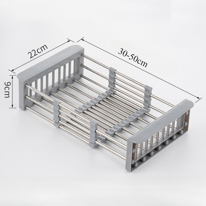 Сушка для посуды из нержавеющей стали, полка для мойки, мойки, регулируемая, выдвижная, корзина для фруктов и овощей, слив, инструменты для хранения, кухонные принадлежности