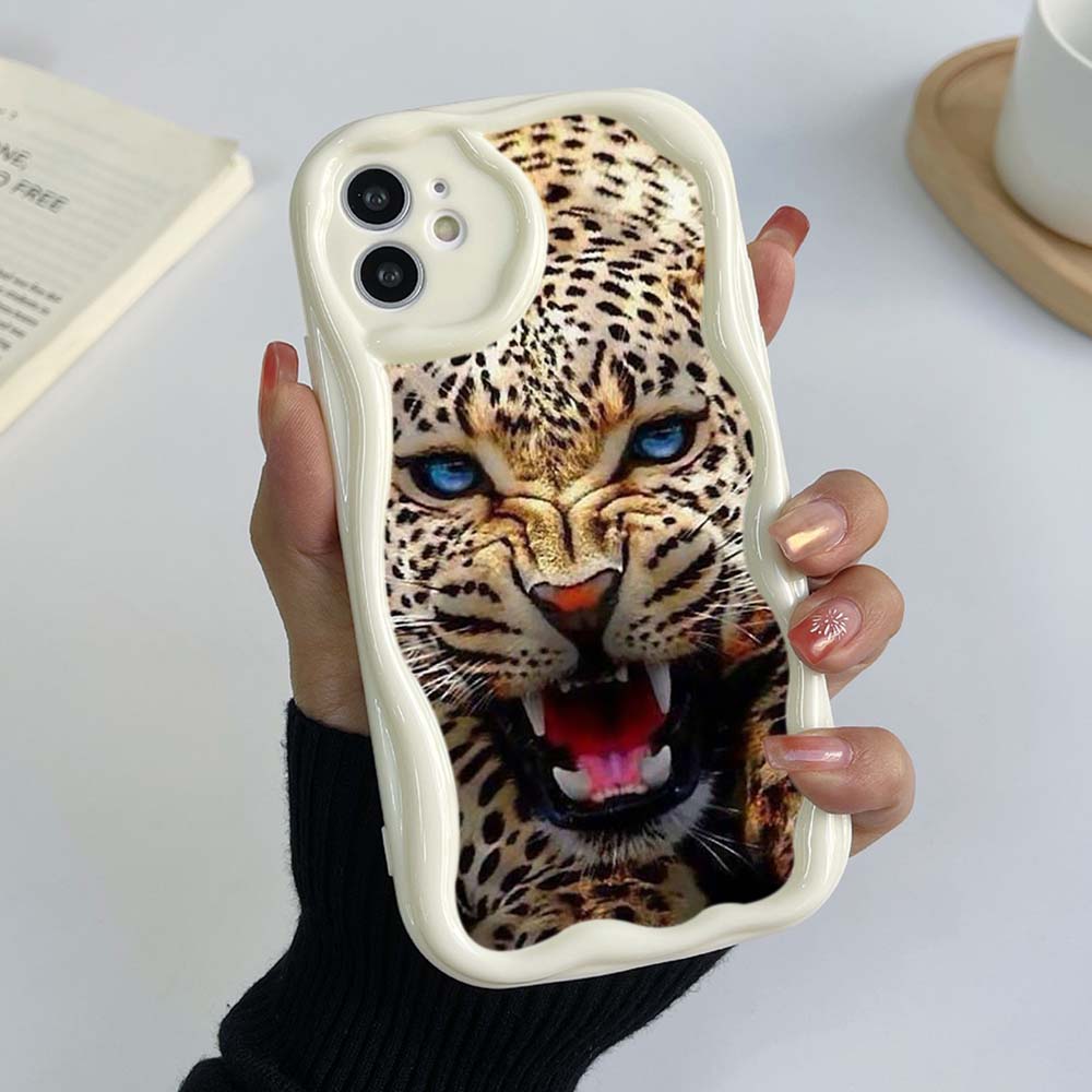 Чехлы для Samsung Galaxy A13 A14 A54 Xiaomi Poco X5 F4 Redmi 13C 12C 10C Huawei Honor 90 Lite A51 Мягкий чехол с эксклюзивным рисунком тигра и леопарда Кремовый узор