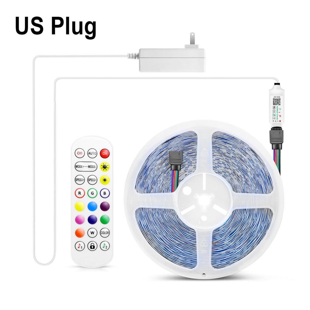 Светодиодная лента Bluetooth Светодиодная лента RGB Неоновая лампа SMD 5050 12 В постоянного тока Светодиодная осветительная лента 5 м 10 м 15 м 20 м Подсветка телевизора + музыкальный светодиодный контроллер + адаптер питания ЕС/США