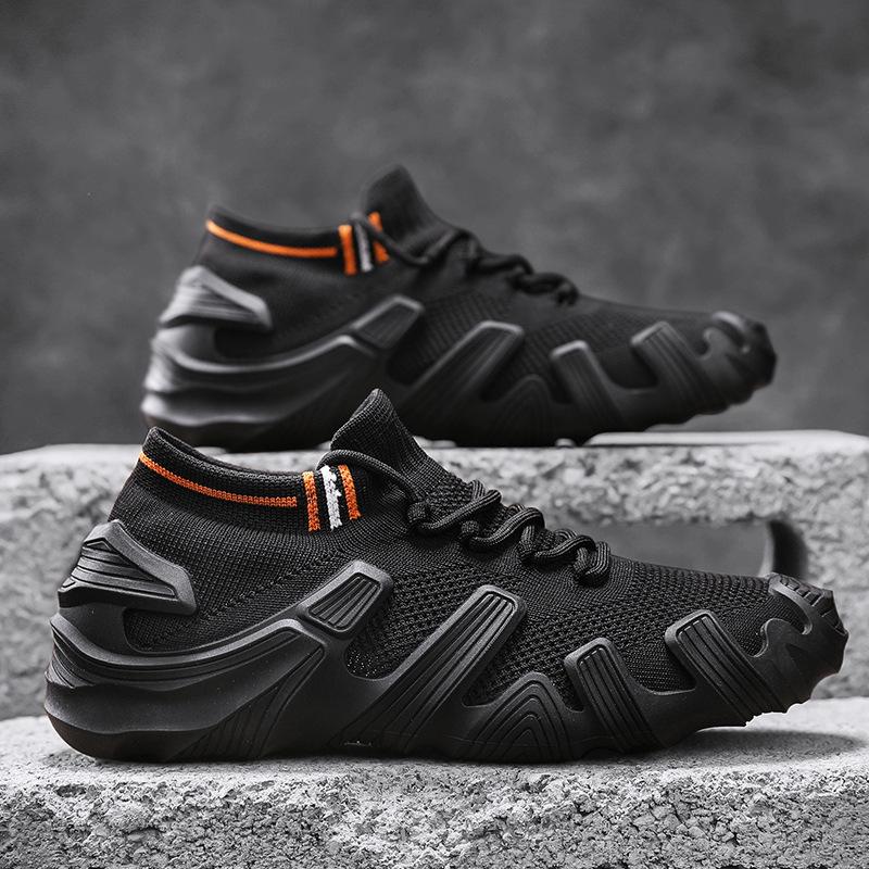 Men's Shoes New Casual Shoes Octopus Flying Woven Shoes Socks Shoes One Pedal Lazy Shoes Platform Fashion Sports Shoes