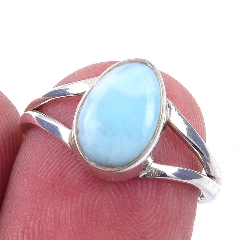 Natural Republic Larimar Gemstone 925 Solid Sterling Silver Gift Ring S.6 A9l93