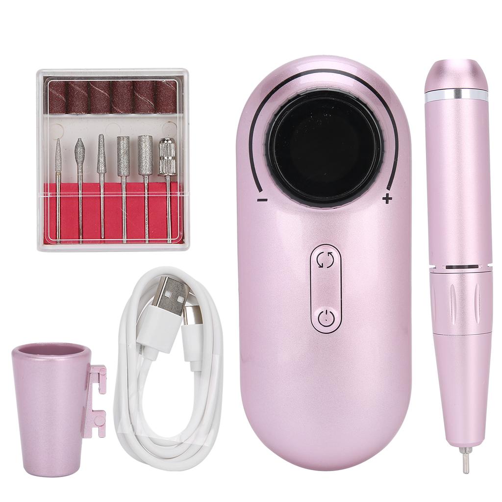 30000RPM Rechargeable Electric Nail Drill Machine Adjustable Nail Grinding MachinePink