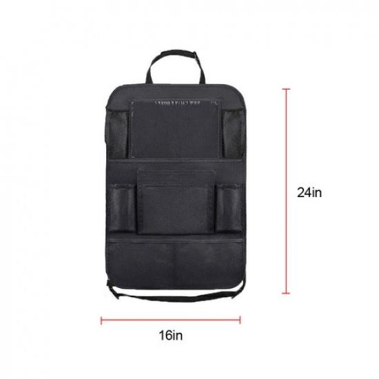 1X Car Seat Organizer Folding Sack Tray Holder Multi Pocket Storage Bag Black