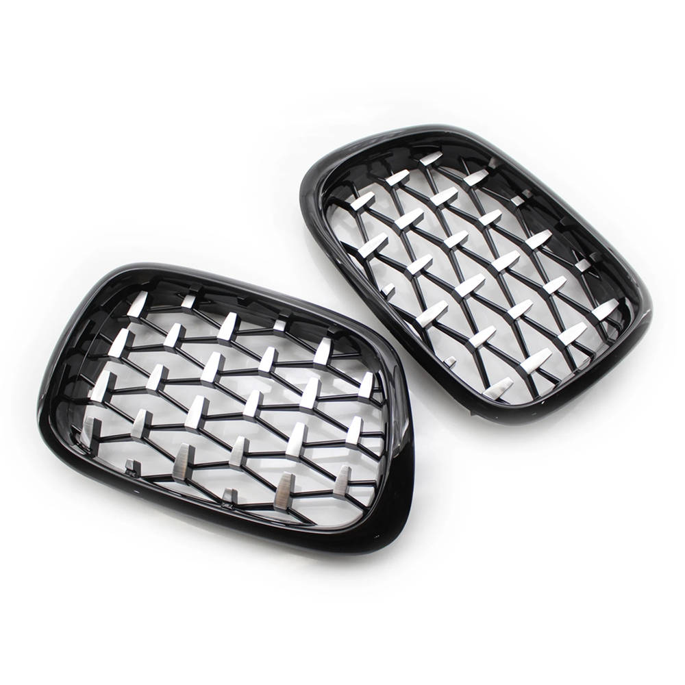 1 Pair Car Front Grille Diamond Style Kidney Grill For BMW 5-Series E39 Facelift Sedan Touring M5 1999 2000 2001 2002 2003