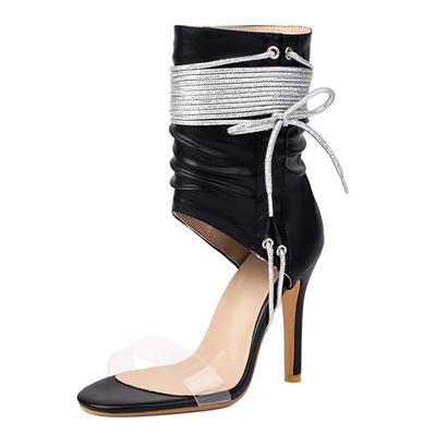 2025 Роскошные Сексуальные Женские Босоножки Пип-То Стилет 10.5см На Шнуровке Большой Размер 45 46 47 48 Модная Вечерняя Обувь Тонкий Каблук