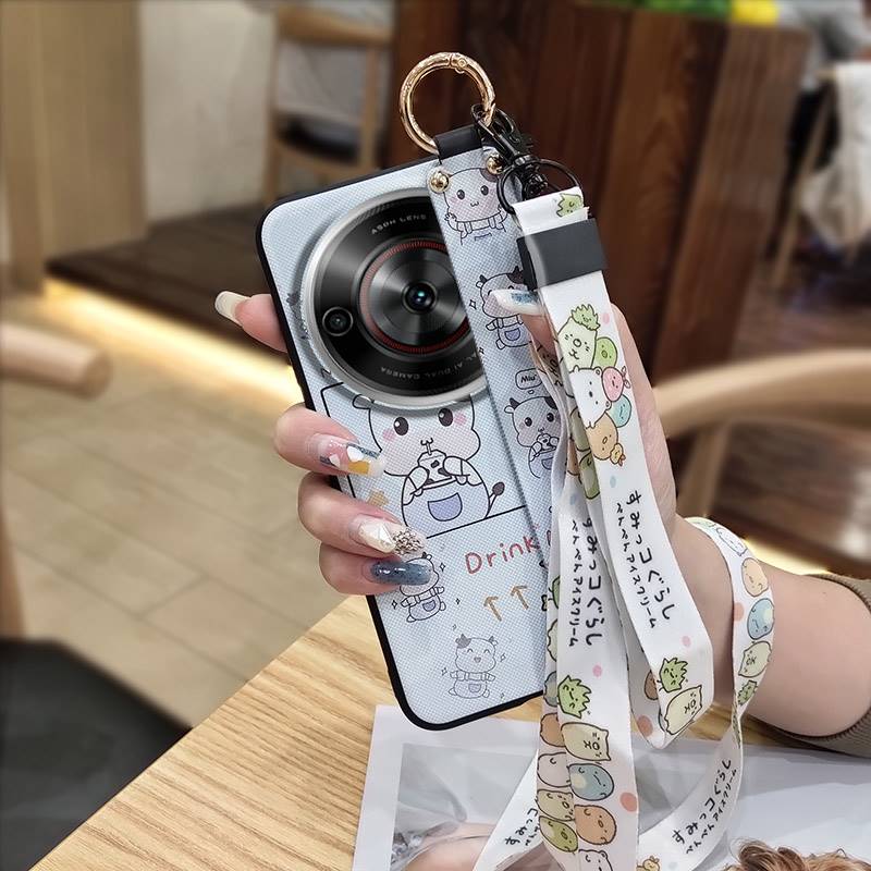 Cute Durable Phone Case For ZTE Blade A75 5G/Nubia Focus 5G/Calf 5G Cartoon Anti-knock Soft Case Ring Protective Lanyard