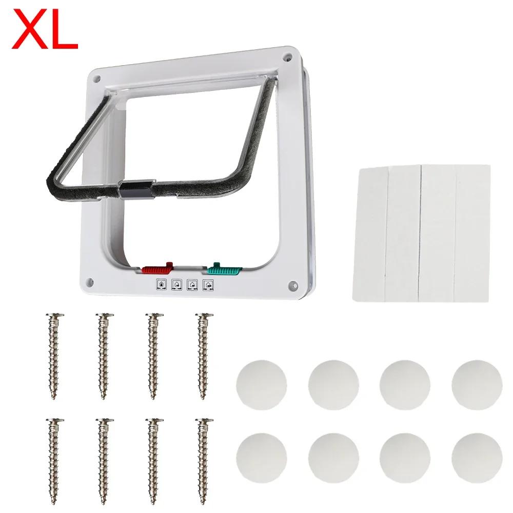 With 4 Way Lock Security Flap Door Dog Cat Flap Door For Dog Cat Kitten Cat Puppy Safety Gate Small Pet Supplies ABS Plastic