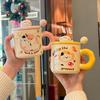 Cartoon Cat Mug with Lid Birthday Gift Couple Cup Girl High-looking Ceramic Coffee Cup