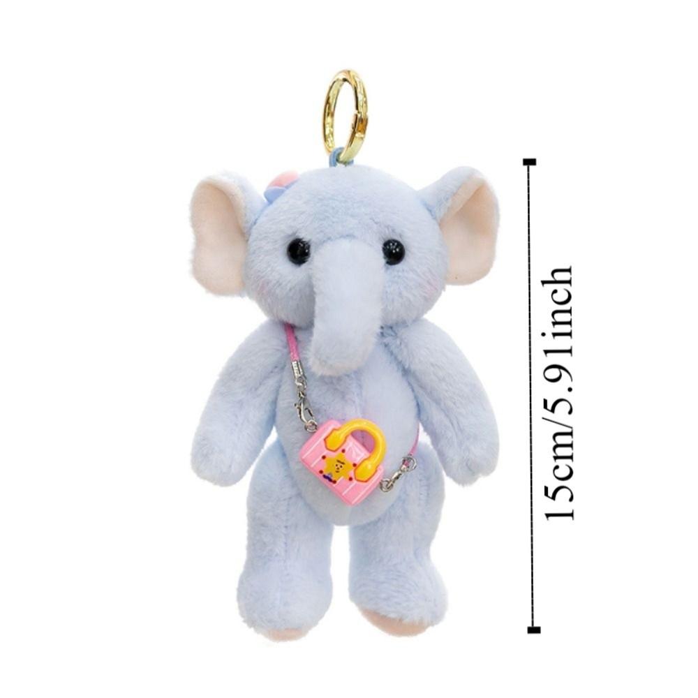 Cartoon Elephant Backpack Pendant With shoulder bag Lovely Elephant Plush Toy 15cm Cute Elephant Plush KeyChain