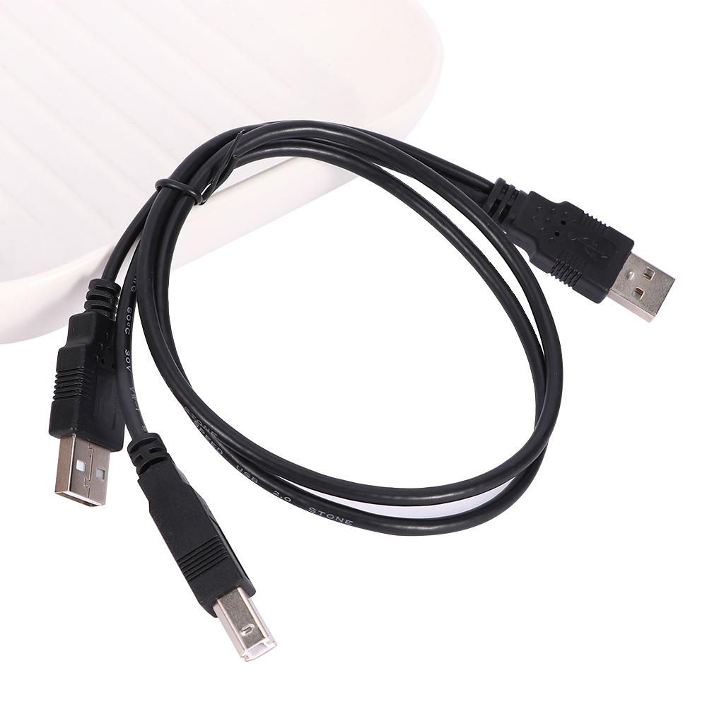 Черный 80 см сканер для принтера двойной USB USB мужской кабель передачи данных Y-кабель мужской к стандартному B мужской
