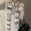 Thickened Rainbow Striped Scarf Korean Style Winter Shawl Cashmere Knitted Scarf  Autumn Winter