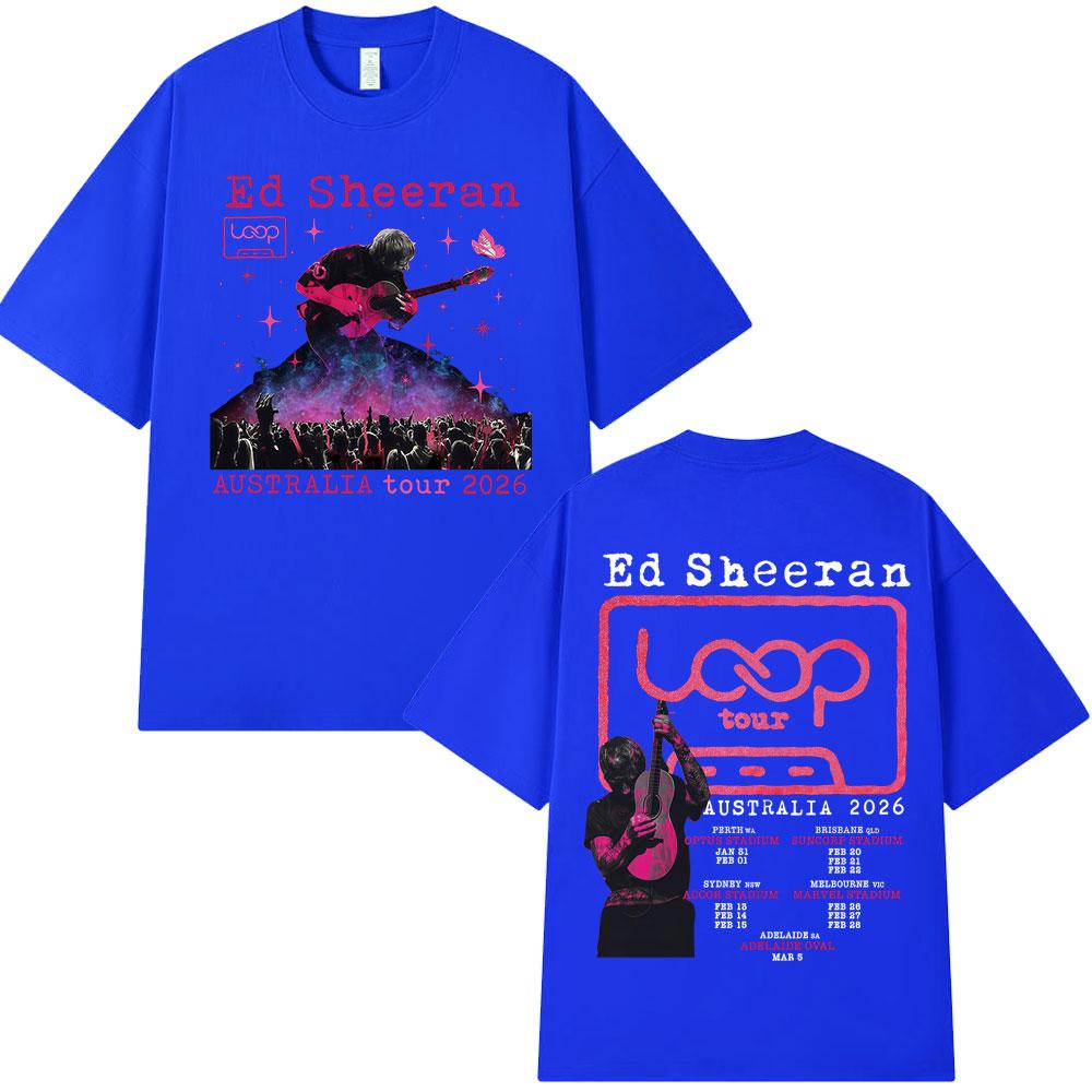 Ed Sheeran Loop Tour Australia 2026 Tour Tshirts Unisex Women Clothing Fashion Hip Hop Casual Cotton Oversized T Shirts Streetwear