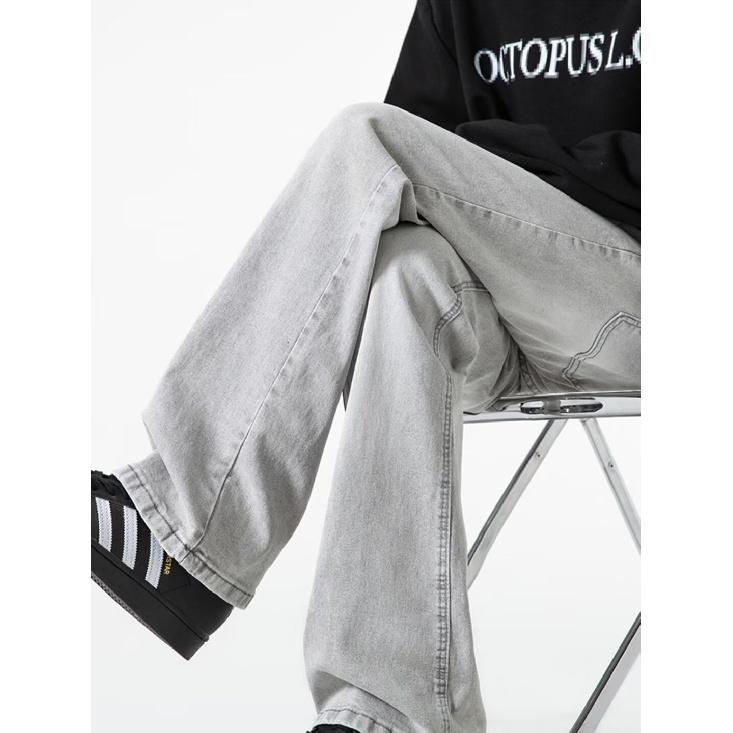 American Street Washed Vintage Jeans Men'S Spring And Autumn Straight Leg Loose Fitting European And American High Street Vibe Style Long Pants