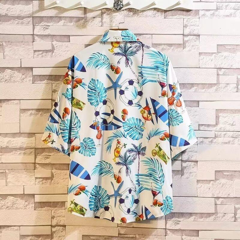 Men'S Retro Shirt, Men'S Summer Outfit, Student Loose Fit, Niche Design, Casual Men'S Top, Outerwear, Beach Top