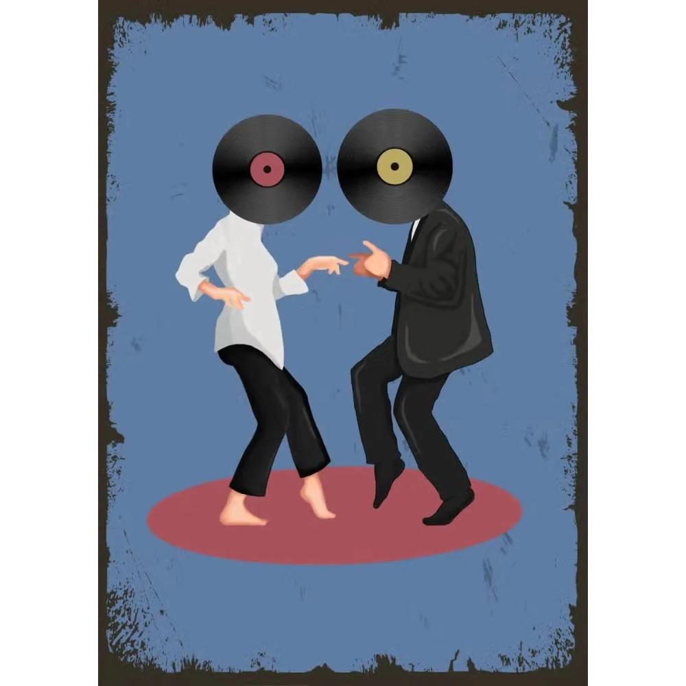 Modern Pop Record Player Music Posters DJ Hip Hop Dancing Couple Turntable Print Canvas Painting Wall Art Picture for Home Decor