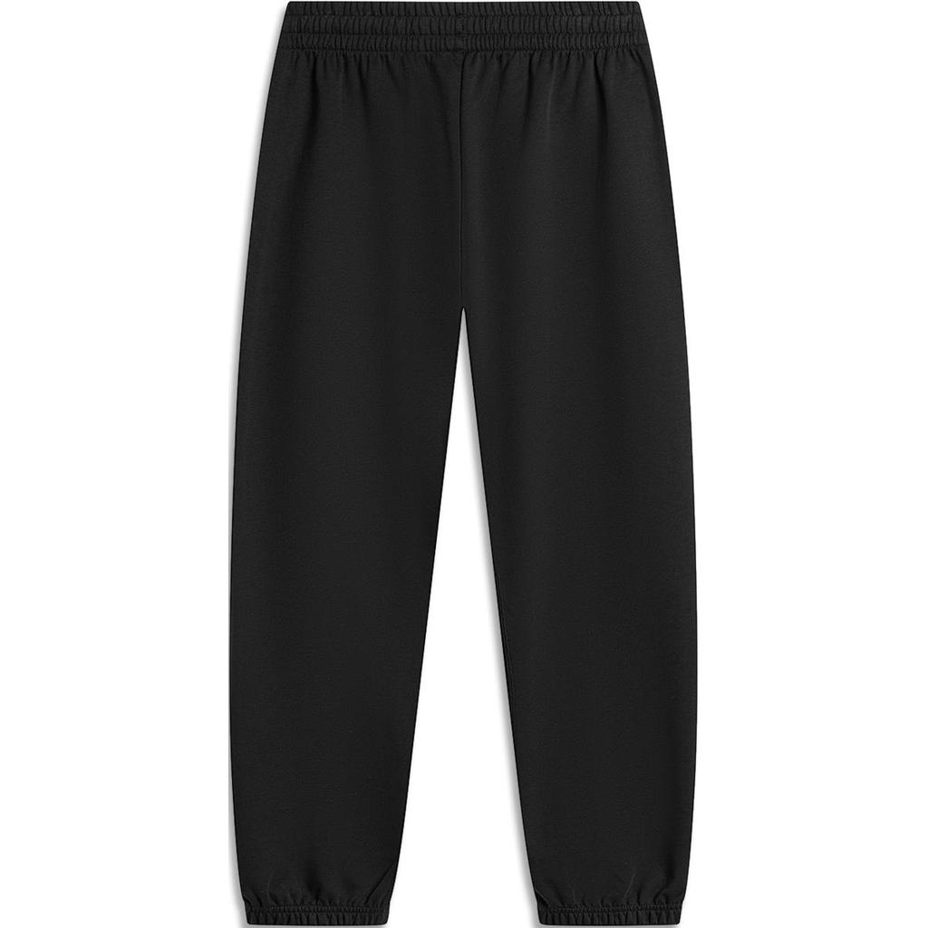 Li Ning Sports Lifestyle Series однотонные удобные влагоотводящие повседневные брюки с манжетами мужские низы черного цвета AKLU577-1