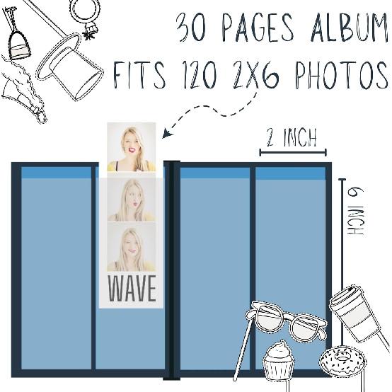 Photo Booth Photo Album - For Wedding or Party- Holds 120 Photobooth 2x6 Photo Strips - Slide In (WHITE)