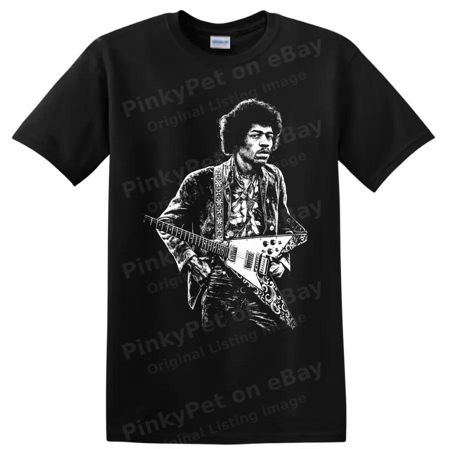 Jimi Hendrix Guitarist Portrait T Shirt Retro Rock Music Concert Graphic Art Tee