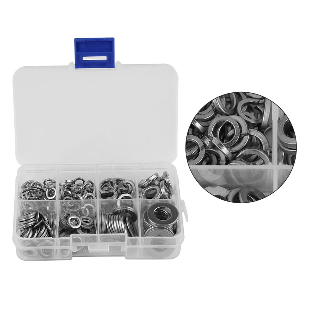 Набор инструментов для фиксации плоских и пружинных шайб из нержавеющей стали M5 M6 M8 M10 с коробкой, 200 шт.