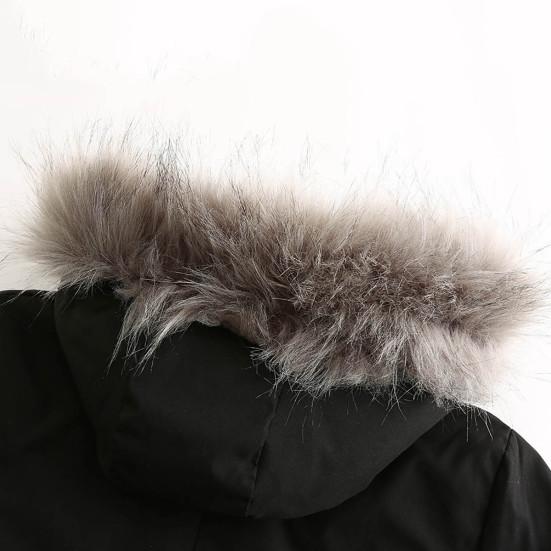 Куртка пальто с разрезом сзади холодостойкая теплая флисовая подкладка с капюшоном зимняя длинная куртка для кемпинга