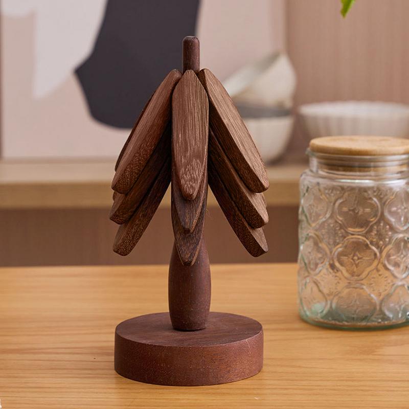 Tree Design Stand Wooden Trivets Anti Scald Heat Resistant Table Mat Coaster Wood Placemats Pot Kitchen Accessories