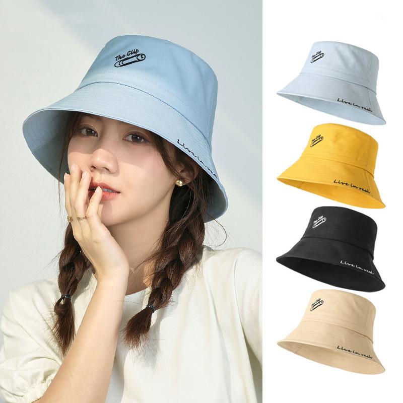 Летняя шляпа-ведро с вышивкой и буквенным узором, модная кепка в рыбацком стиле для девочек, классическая девчачья повседневная Панама Боба