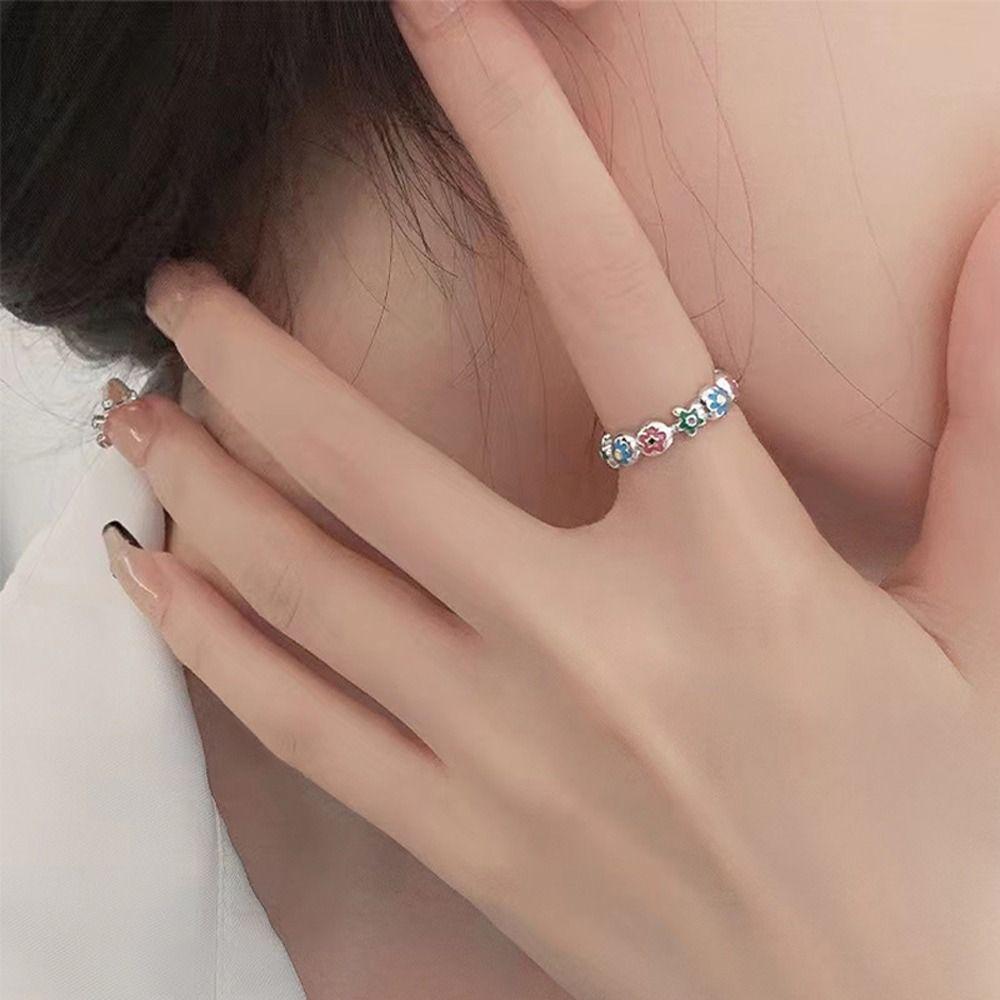 Copper Flower Stud Earrings Girl Earrings Korean Style Earrings Opening Ring Women Hoop Earrings