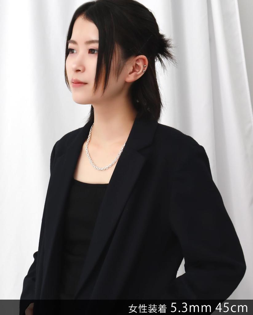 Серебряное колье-цепочка Азуки 925 пробы для мужчин и простая [Shinjuku Kura] цепочка, прибл.. 5,3 мм шириной, 45-80 см (45см), Женщины, Толстые,