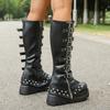 Модные женские ботинки Платформа Уличные ботфорты Модные панк Сексуальные мотоциклетные ботинки Женские Новые Роскошные Косплей Готические туфли Женские