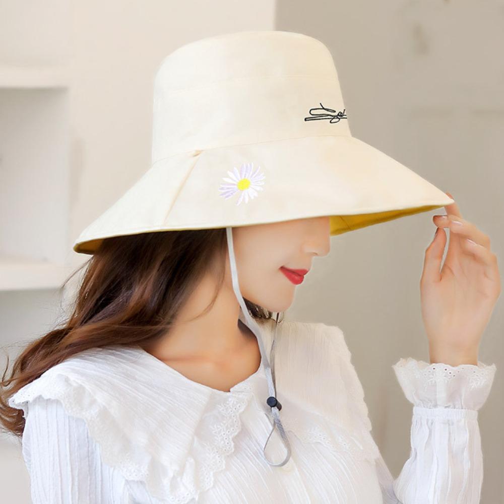 UV Protection Daisy Bucket Hat Sunscreen Fisherman Cap Fashion Outdoor Sun Hat Fishing