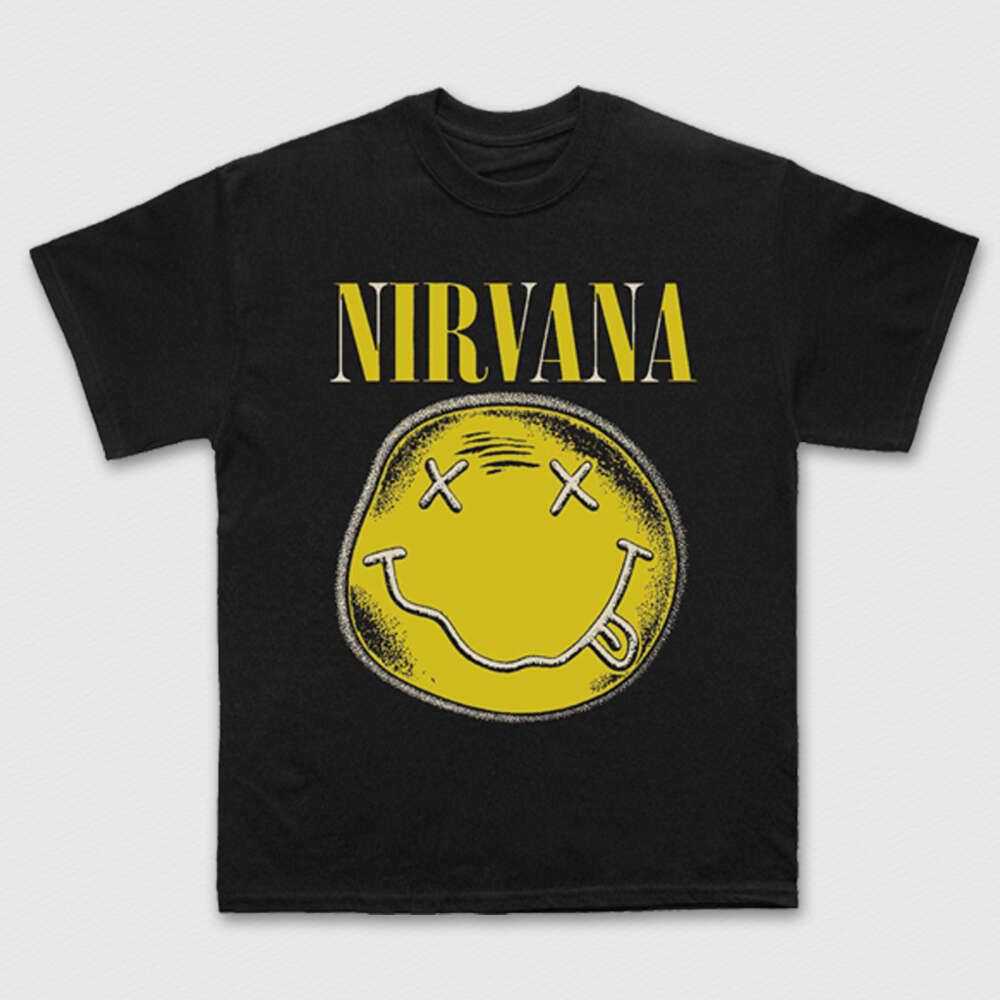 Черная футболка унисекс Nirvana 100% хлопок 2026 Лето Новая С круглым вырезом свободная рубашка Стиль Y2k Grunge hiphop Унисекс мягкая рубашка с коротким рукавом