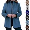 European and American Autumn and Winter Simple Long-sleeved Lapel Button Slim Woolen Coat Women