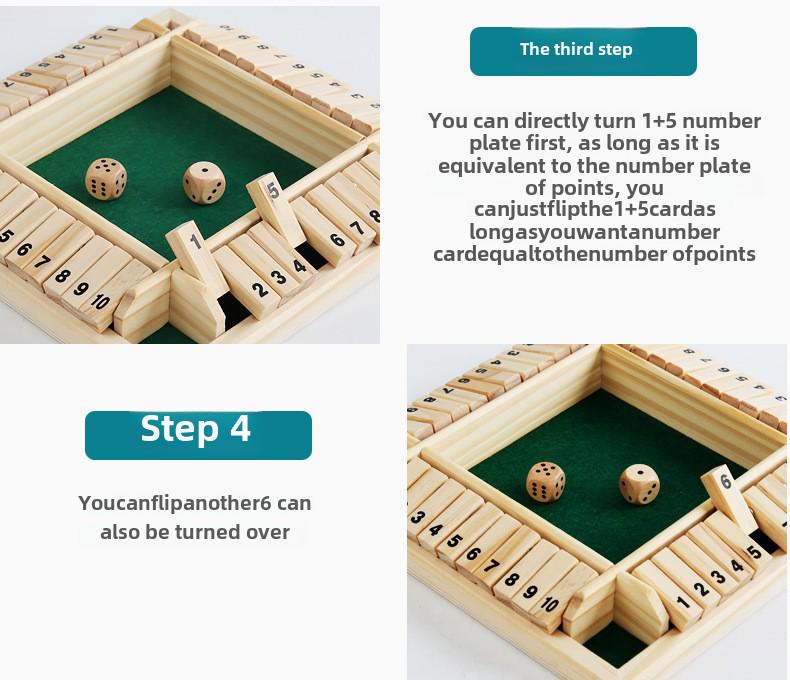 Wooden 4-Sided Flip Card Game for Stress Relief & Fun At Parties - Ideal for Adults & Kids