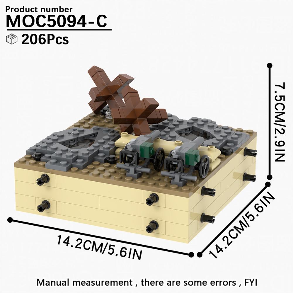 WW2 Series Military Battlefield Ruins War Related Building Blocks Blockhouse Model Toy Medieval Gift For Children Adults DIY MOC