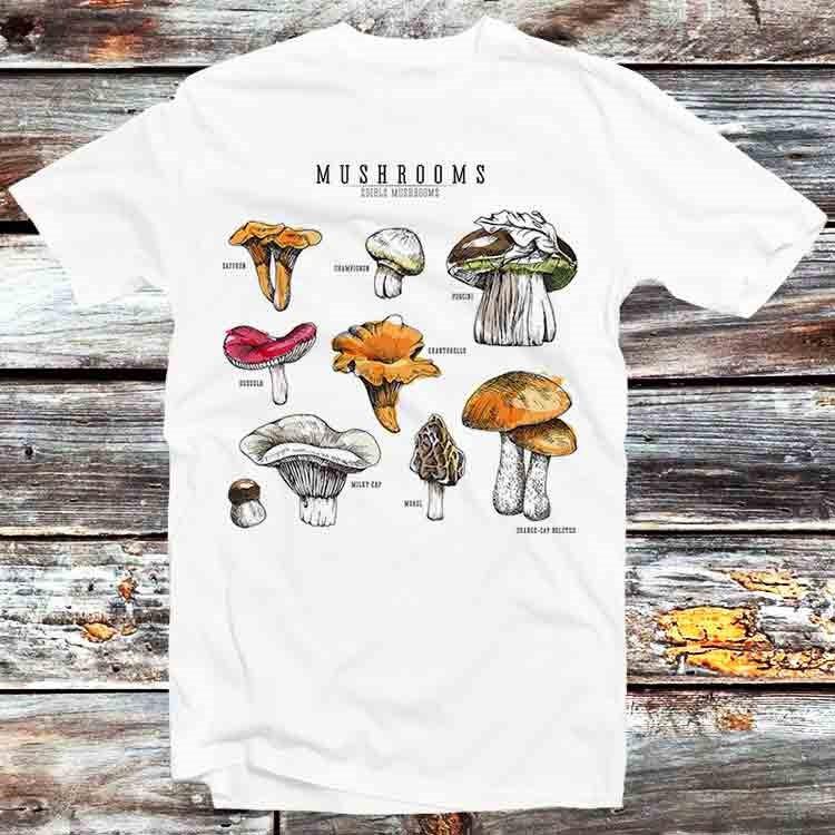 Edible Wild Mushroom Herbs Plants T Shirt Mens Womens Tees Top B770
