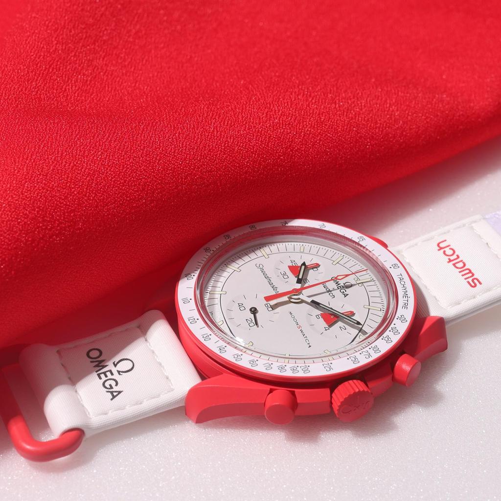 Часы OMEGA SWATCH mars, оригинальная коробка с покупателем, модель Speedmaster mission, водонепроницаемый силикон × [с ремешком]