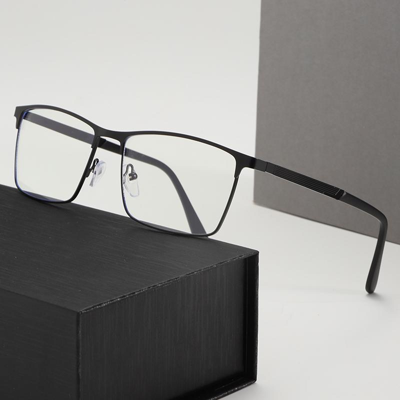 New Anti Blue Light Blocking Reading Glasses Men Metal Frame Business Computer Eyeglasses