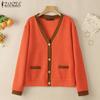 Women Casual V-Neck Long Sleeve Thin Cardigan Blouse