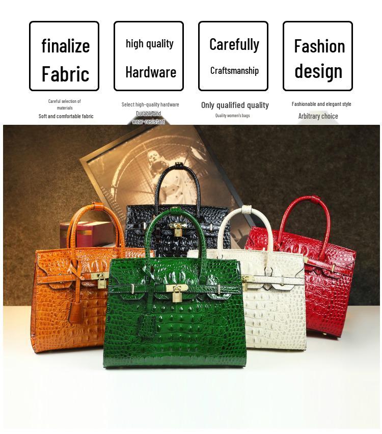 Европейская и американская платиновая сумочка с узором крокодила 2025 года – большая, стильная, прочная кожаная сумка для женщин