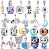 925 Sterling Silver Travel Charms Owl Butterfly Bead Lovely Colorful Pet Pendant Fit Original New Bracelet Diy Women Jewelry
