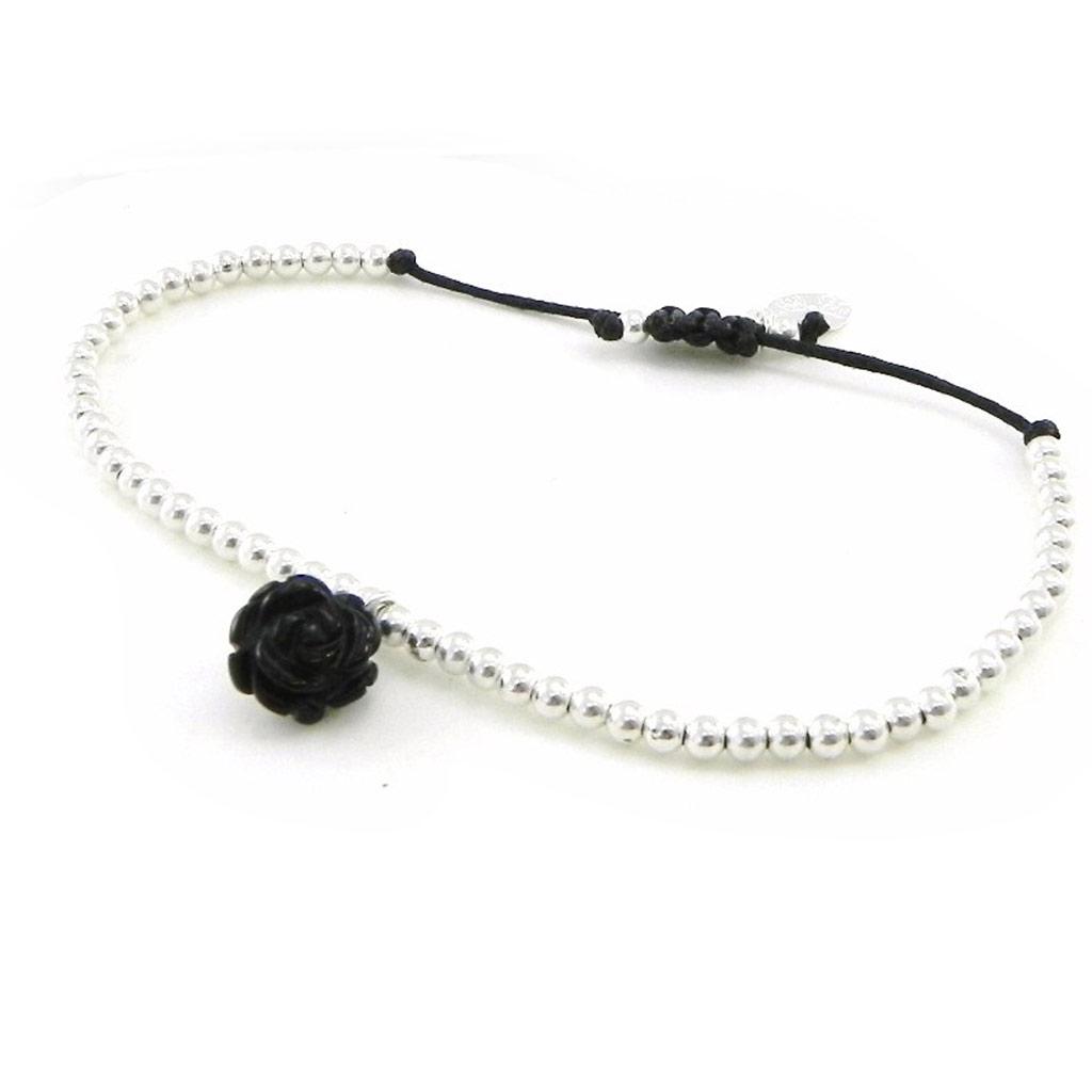 Les Trésors De Lily [I9117] - Silver Bracelet 'Rose Noire' Black Silver - 13 Mm