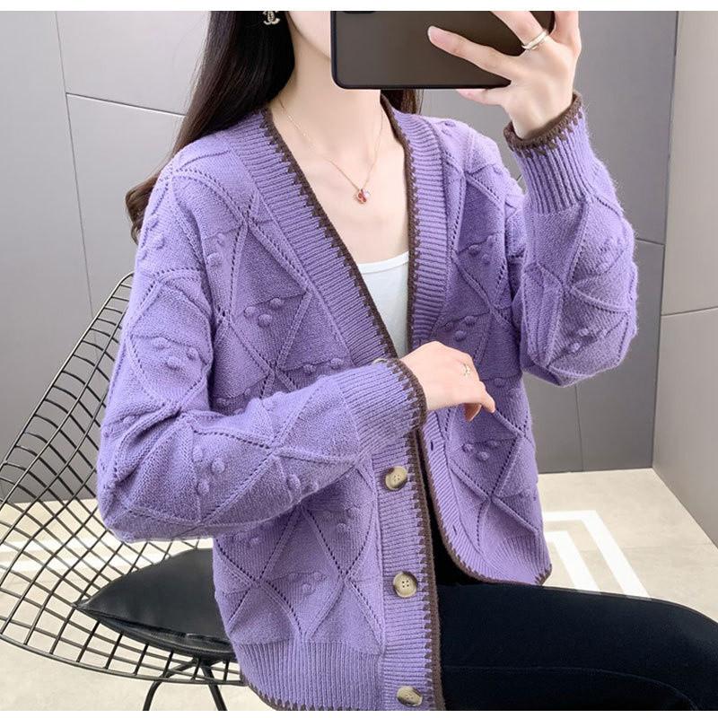 Новый универсальный трикотажный кардиган с V-образным вырезом и длинными рукавами для женщин, осень-зима 2025, мягкий, как воск, ретро-модный свитер для женщин